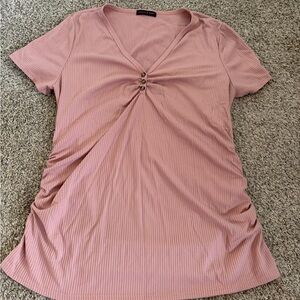 Pink V-Neck Maternity Top